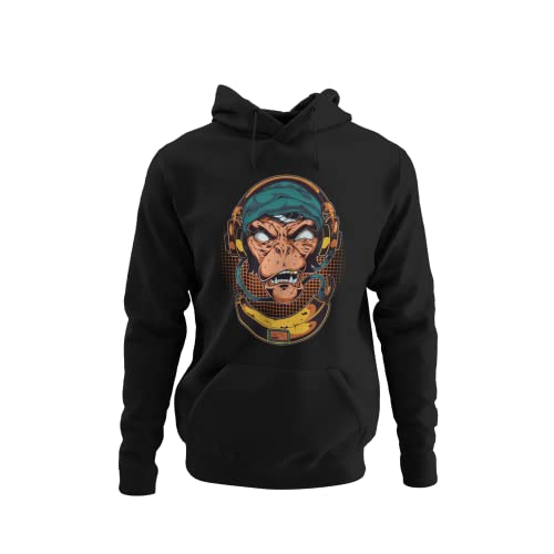 Herren Pullover Banana Monkey Hoodie Männer Graffiti Affe Unisex Hip Hop Affenschädel Pulli Kapuzenpullover Sweatshirt Oberteil aus Baumwolle Schwarz Weiß S-5XL (Schwarz, 3XL) von knut Fashion & Streetwear