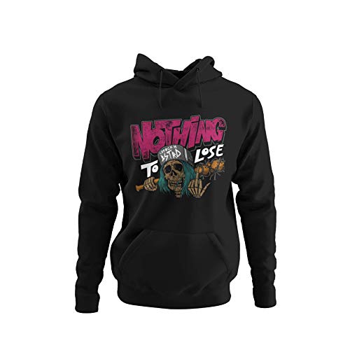 Nothing to Loose Herren Hoodie Totenkopf Sweatshirt mit Kapuze und Kängurutasche Schädel Punks Kapuzenpullover Männer RocknRoll Motive Pullover Klamotten Regular Fit Schwarz S-5XL (Schwarz, XXXXXL) von knut Fashion & Streetwear