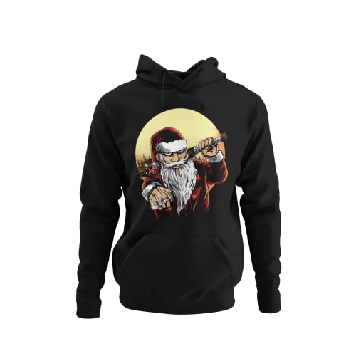 knut Fashion & Streetwear Bad Santa Claus Weihnachtsmann Herren Hoodie mit Weihnachtsmotiv Männer Kapuzenpullover Böser Nikolaus Regular Fit in Schwarz-Black Rot-Red Gr. S - XXXXXL von knut Fashion & Streetwear