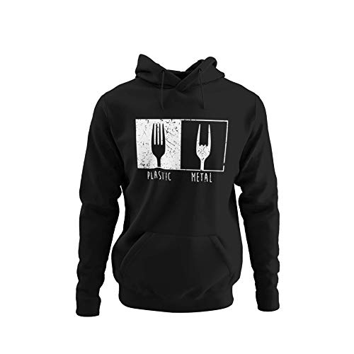 knut Fashion & Streetwear Heavy Metal Herren Pullover Pommesgabel - Rockiger Kapuzenpullover Hoodie Männer Jungs Sweatshirt RocknRoll 666 Grunge Clothes Regular Fit Baumwolle Schwarz S-5XL (S) von knut Fashion & Streetwear