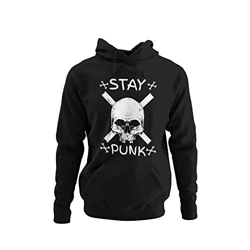 knut Fashion & Streetwear Herren Kapuzenpullover mit Aufdruck Stay Punk Männer Hoodie Sprüche Totenkopf in Schwarz Gr. S-5XL (XL) von knut Fashion & Streetwear