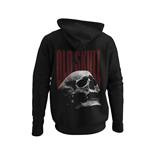 knut Fashion & Streetwear Hochwertiger Männer Hoodie Motiv Old Skull Herren Kapuzenpullover Bio Unisex Valhalla Wikinger Langarm Regular Fit Black Gr. S-5XL (XXXXL) von knut Fashion & Streetwear