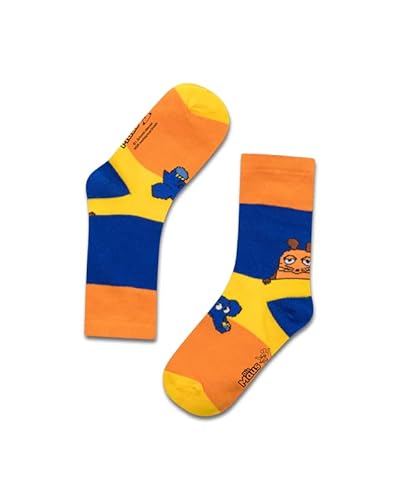 koaa Die Sendung mit der Maus – Maus & Elefant Color Block – Easy Socks Socken Unisex Kids und Erwachsene blau/gelb/orange (as3, numeric, numeric_35, numeric_40, regular) von koaa