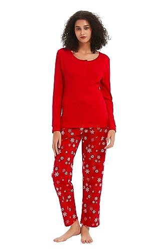 kolipajam Damen 2-teiliges Schlafanzug-Set - Gemütliche Pyjamas mit Langen Ärmeln, Kordelzug an der Taille, Flanellhosen, Loungewear von kolipajam