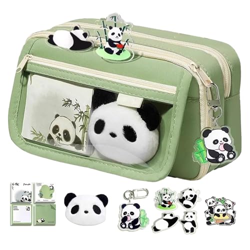 Panda Federtasche, Großes Fassungsvermögen Für Federmäppchen Mit Fächern Und Reißverschluss, Niedliches Schreibwaren Organizer Mit Panda Schlüsselanhänger, Haftnotizen, Clip, Aufkleber, Brosche Panda Federtasche, Großes Fassungsvermögen Für Federmäppchen Mit Fächern Und Reißverschluss, Niedliches Schreibwaren Organizer Mit Panda Schlüsselanhänger, Haftnotizen, Clip, Aufkleber, Brosche von komsoup