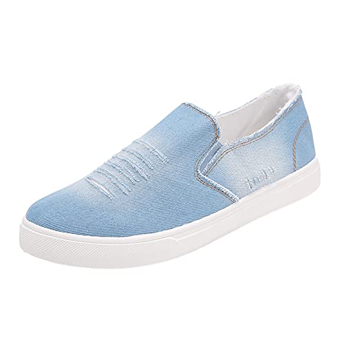 Schuhe Schwarz Herren 46 für Herren aus Leinen mit Dicker Sohle und Denim-Slip-on-Schuhen Trainer Schuhe Herren (Light Blue, 42) von koperras