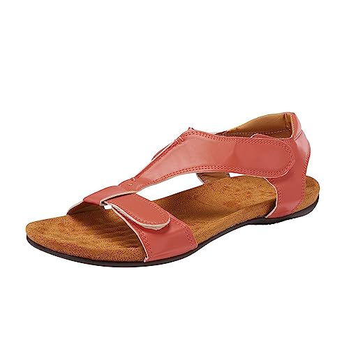 koperras Damenschuhe Pumps Keilabsatz Blau Flacher Absatz runde Zehen leicht atmungsaktiv große Größe Damen Schuhe Hochzeit (Watermelon Red, 35) von koperras