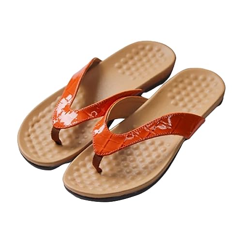 koperras Dirndl Schuhe Damen Flach lässige Hausschuhe, flache Schuhe, Retro-Sandalen Exchange Damen Schuhe (Orange, 37) von koperras