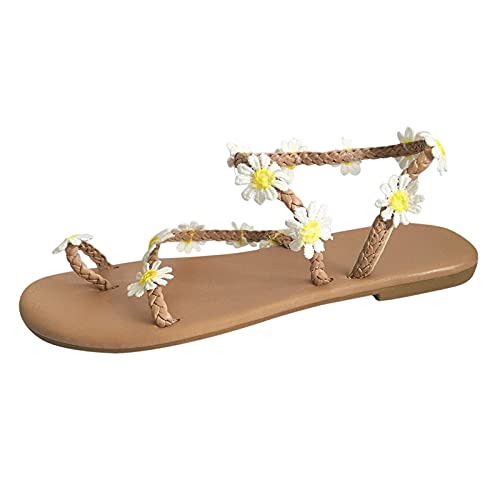 koperras Gastronomie Schuhe Damen flache Roman Frauen Women Summer Schuhe tragen Sandalen für Frauen Glitzer Schuhe Kinder Damen (Brown, 39) von koperras