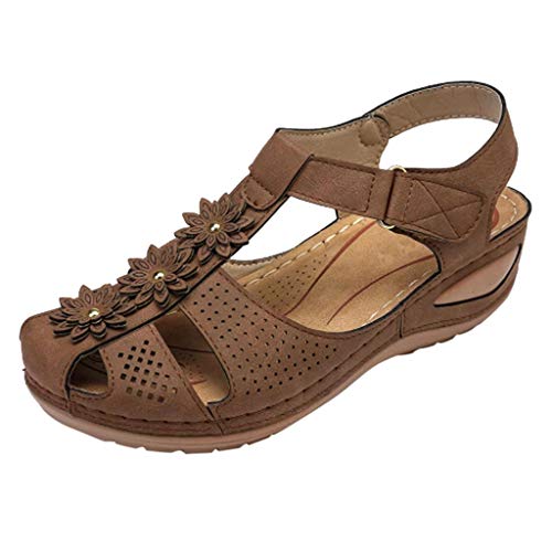 kosopse Bots Damen Schuhe Sandalen weicher Knöchel Mädchen Runde Frauen Frauen Damenschuhe hohle bequeme Zehen Schuhe Pumps Schuhe Damen (Brown, 38) von kosopse