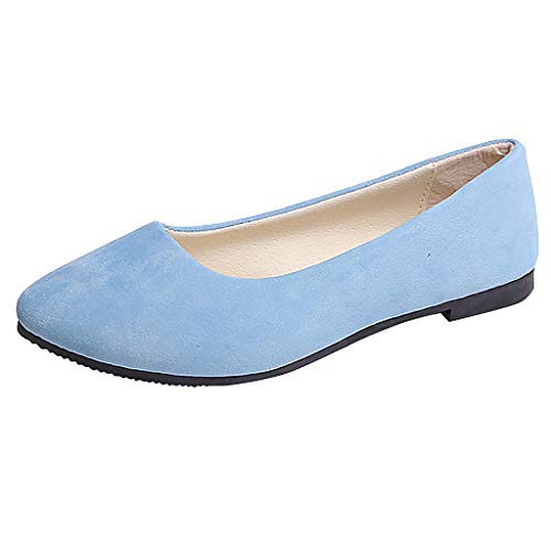 kosopse Damenschuhe Keilabsatz Sommer rutscht auf flachen flachen Komfort beiläufige einzelne Schuhe Business Schuhe Damen Winter (Light Blue, 35) von kosopse