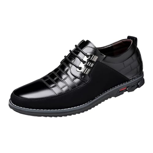 kosopse K Schuhe Herren Sneaker im britischen Spleißen, Business-Casual-Stil, Herren-Lederschuhe Schwarz Weiße Schuhe Herren (Black, 38) von kosopse
