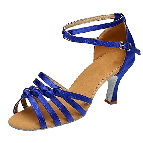 kosopse Rutschfeste Schuhe Damen Damen Sandalen Mode Sommer Neues Muster Open Toe Römische Sandalen Mittlerer Absatz Komfortabler Schnallenriemen Vielseitige Schuhe Hallux Schuhe Damen (Blue #1, 38) von kosopse