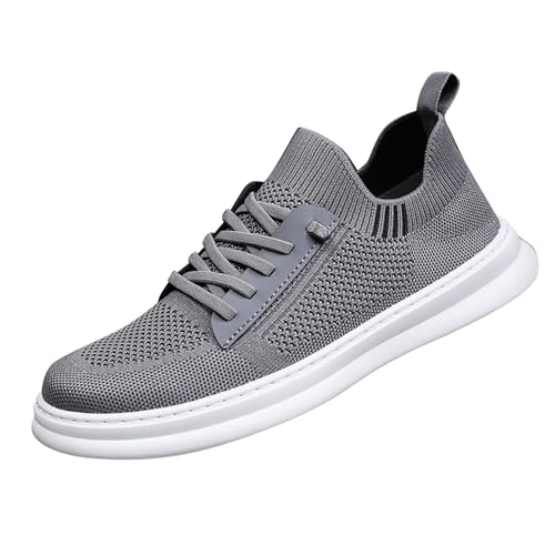 kosopse Schuhe Herren Mokassins für den Sommer, flache Schuhe, leicht, atmungsaktiv, gewebtes Mesh Elegante Schuhe Herren Mokassin Schwarz (Grey, 45) von kosopse