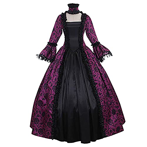 kowaku Damen Mittelalter Kleid Gothic Kleidung Damen Kleider Steampunk Vintage Renaissance Adels Palast Prinzessin Maxikleid Kleid Elegant Frauen Festlich Gothic für Hochzeit Karneval Fasching Party von kowaku