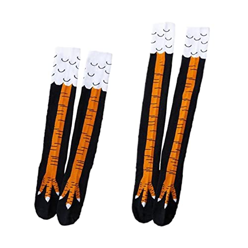 kowaku 2 Paar Hühnerfüße Socken Novelty Animal Craw Pattern Lange Oberschenkelstrümpfe von kowaku