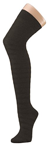 Krautwear® Damen Gestreifte Overknees Strümpfe Ringelstrümpfe Karneval Fasching Cosplay 80er Jahre (schwarz) von krautwear