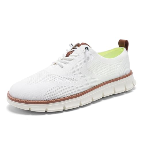 kumosaga Urban Ultra-Bequeme Schuhe, Herren-Freizeitschuhe, modische Walking-Sneaker, leichte Business-Oxfords mit weicher Sohle und Netzstoff for Hineinschlüpfen for Herren (Color : White, Size : E von kumosaga