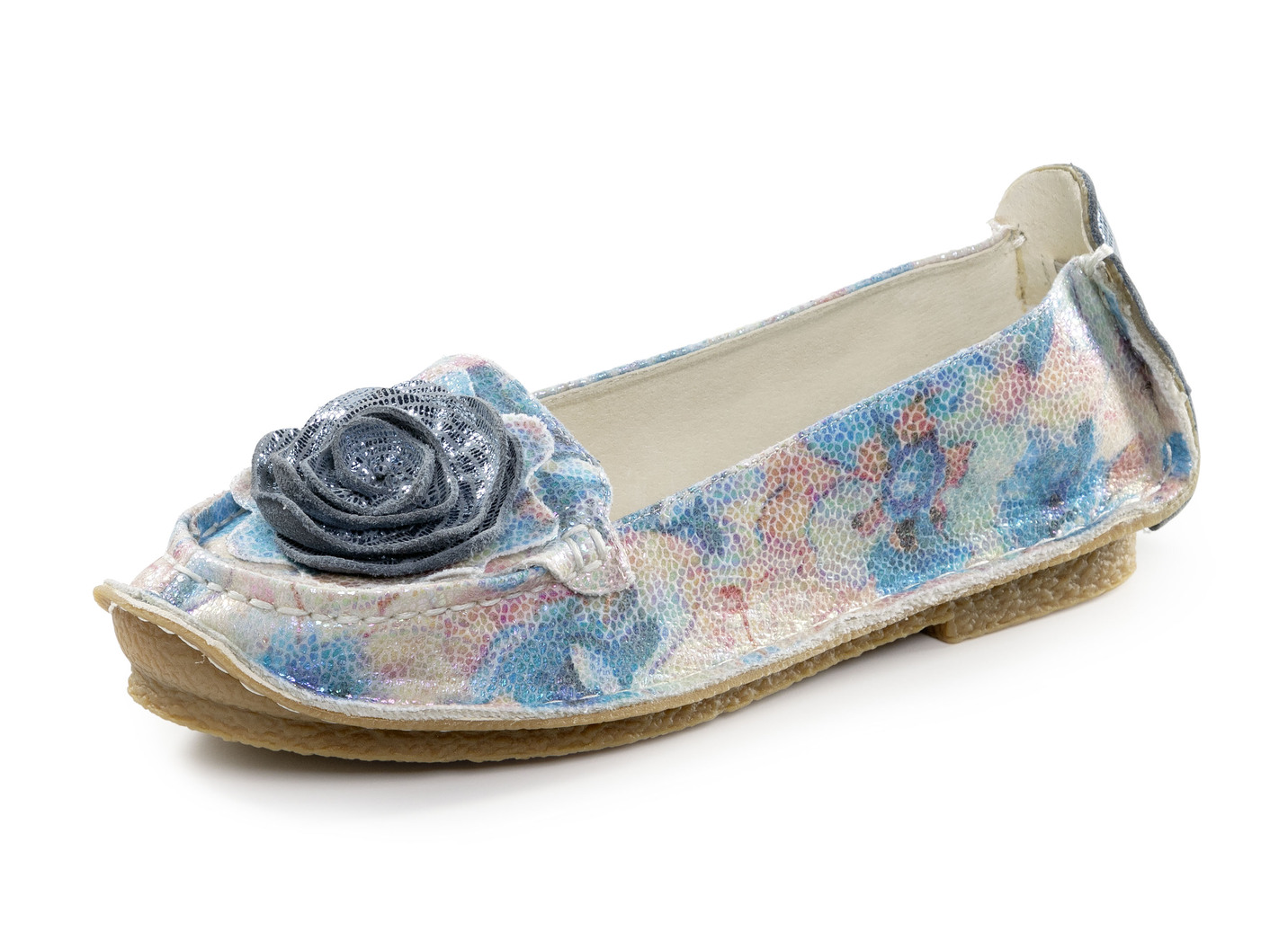 Laura Vita Ballerina mit Lederblüte, Blau-Multicolor, Größe 36 von laura vita