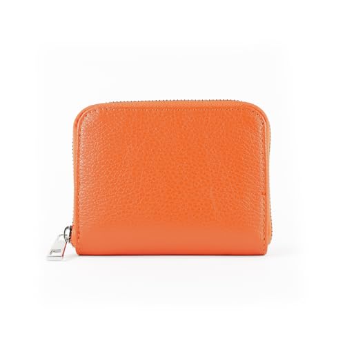 lePelou Kleines Leder Portemonnaie, Geldbörse aus Leder, Kleiner Geldbeutel, Portmonee, Brieftasche mit vielen Fächern (orange) von lePelou