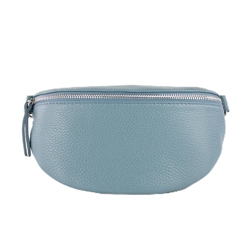 lePelou Leder Bauchtasche für Damen mit Wechselgurt, Festival Tasche, Frauen Bauchtasche mit breitem Schultergurt, Kleine Umhängetasche, Crossbody Tasche, Geschenk für Damen (Blau, L) von lePelou