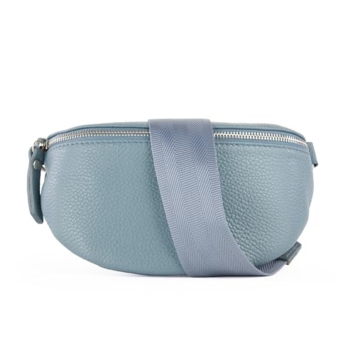 lePelou Leder Bauchtasche für Damen mit Wechselgurt, Festival Tasche, Frauen Bauchtasche mit breitem Schultergurt, Kleine Umhängetasche, Crossbody Tasche, Geschenk für Damen (Blau 2, L) von lePelou