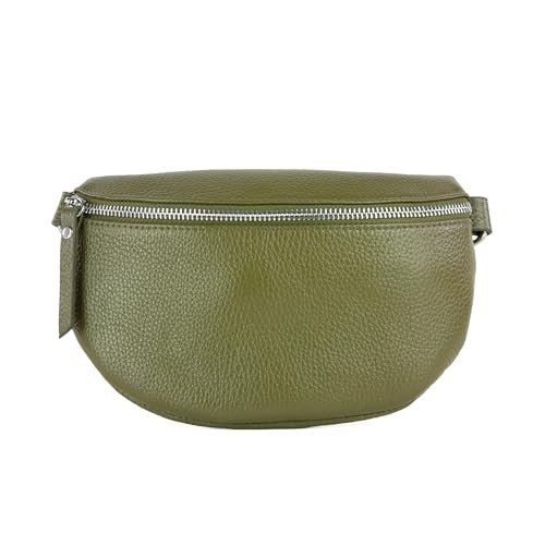 lePelou Leder Bauchtasche für Damen mit Wechselgurt, Festival Tasche, Frauen Bauchtasche mit breitem Schultergurt, Kleine Umhängetasche, Crossbody Tasche, Geschenk für Damen (Khaki, M) von lePelou