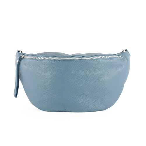 lePelou große Leder Bauchtasche für Damen mit Wechselgurt, Festival Tasche, Frauen Bauchtasche mit breitem Schultergurt, Kleine Umhängetasche, XL Crossbody Tasche, Geschenk für Damen (Blau) von lePelou