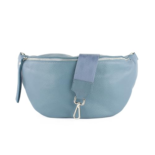 lePelou große Leder Bauchtasche für Damen mit Wechselgurt, Festival Tasche, Frauen Bauchtasche mit breitem Schultergurt, Kleine Umhängetasche, XL Crossbody Tasche, Geschenk für Damen (Blau 2) von lePelou