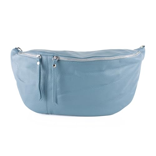 lePelou große Leder Bauchtasche für Damen mit Wechselgurt, Festival Tasche, Frauen Bauchtasche mit breitem Schultergurt, große Umhängetasche, XXL Crossbody Tasche, Geschenk für Damen (Blau) von lePelou