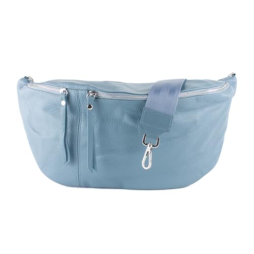 lePelou große Leder Bauchtasche für Damen mit Wechselgurt, Festival Tasche, Frauen Bauchtasche mit breitem Schultergurt, große Umhängetasche, XXL Crossbody Tasche, Geschenk für Damen (Blau 2) von lePelou