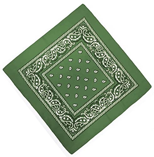 ledermodefashion 3er 6er 12 er Set Bandana Tuch versch Farben 100% Baumwolle Kopftuch Halstuch Nickituch Schal (Olive Grün) von DHOBIA