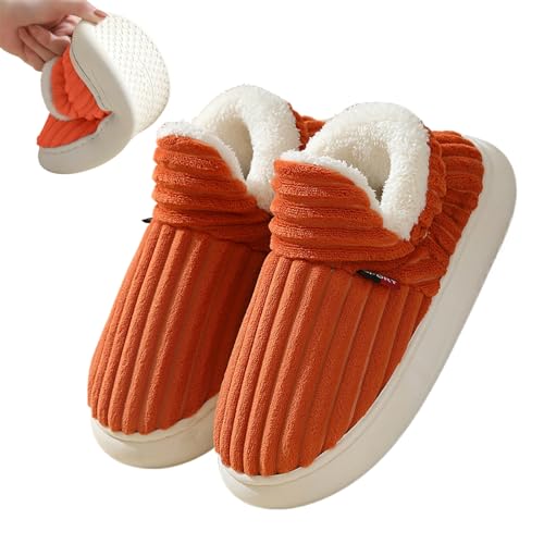 Damen Baumwollhausschuhe - Rutschfeste Hausschuhe mit orthopädischen Sohlen,Bequeme Indoor-Outdoor-Scuff-Slides, Slip-On-Winter-Fuzzy-Hausschuhe für Männer und Frauen Leryveo von leryveo