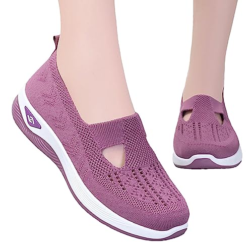 Leryveo Gewebte, atmungsaktive Damenschuhe mit weicher Sohle | Orthopädische Wanderschuhe für Damen | Orthopädische Slip-On-Schuhe für Damen für Outdoor-Sport, Wandern, Spazierengehen von leryveo