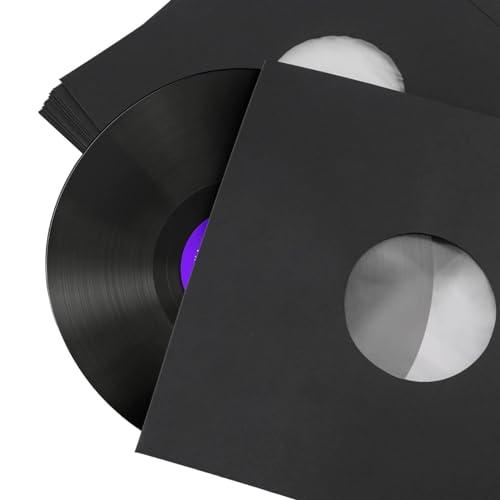 leryveo Albumhüllen für Schallplatten,Schallplattenhüllen | 10 Stück Schallplattenschutz aus schwarzem Papier mit Poly-Futter,Multifunktionale, leichte Schallplattenhüllen, antistatische von leryveo