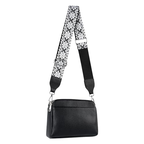 letech+ handtasche damen klein,Damen Kleine Umhängetasche PU Leder mit Abnehmbarem Schultergurt,Crossbody Bag Damen schultertasche damen mit drei Reißverschlussfächern Schwarz letech+ handtasche damen klein,Damen Kleine Umhängetasche PU Leder mit Abnehmbarem Schultergurt,Crossbody Bag Damen schultertasche damen mit drei Reißverschlussfächern Schwarz von letech+
