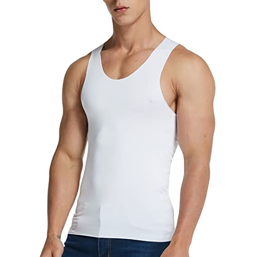 Herren Muskelshirt Ärmellos Mann Tanktop, Eisseide Tankshirt Bodybuilding Shirt Unterhemd T-Shirt Laufshirt Herren Kurzarm Schnell Trocknend Atmungsaktiv Kurzarmshirt XL-5XL von liaddkv