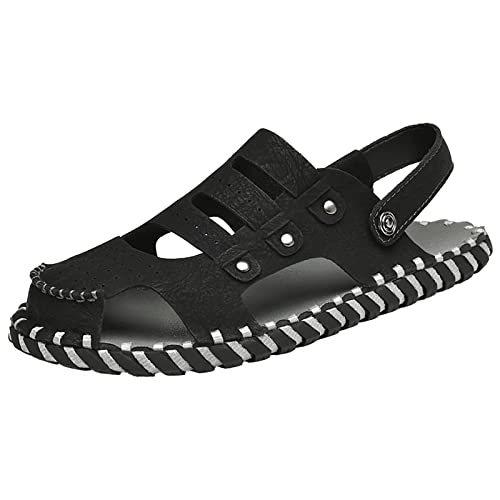 liaddkv 2023 Sommer Sandalen männer Atmungsaktive Vielseitige Trend Outdoor Handgemachte Große Strand Hohl Sandalen Camp Herren Schuhe 41 (Black, 43) von liaddkv