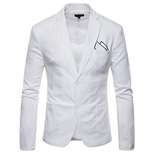 liaddkv Baumwoll Leinen Sakko Herren Regular Fit Schalkragen Anzugjacke 2 Knopf Jacke Einfarbig Anzugjacke Slim Fit Sportlich Sakko Herren Blazer für Business Hochzeit Party M-4XL von liaddkv