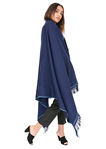 likemary Damen Schal Schultertuch aus 100% Merino Wolle - Poncho Stola XXL Tuch & Umschlagtuch - für Frauen - Shoreditch Blau von likemary