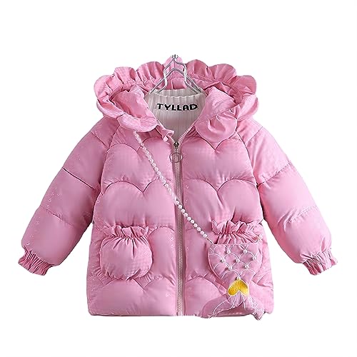 linboo Winterjacke Baby Mädchen Wintermantel Kinder mit Kapuze Gefüttert Warme Parka Jacke Outdoor Steppjacken Übergangsjacke, Rosa, 104-110 von linboo