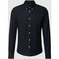 Lindbergh Slim Fit Freizeithemd mit Button-Down-Kragen Modell 'Oxford' in Black, Größe L von lindbergh