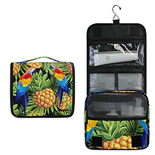 Linomo Hanging Reise Kulturbeutel für Damen und Herren, Tropisch Tukan Ananas Kosmetik Make-up Tasche mit Haken von linomo