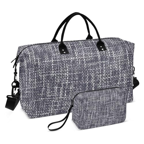 Chambray Stofftasche für persönliche Gegenstände, Reisetasche, Turnbeutel, Wochenendreisen, Übernachtungstasche, mit verstellbarem Gurt, für Flugzeugreisen, multifunktional, Chambray-Gewebe, 1 size von linqin