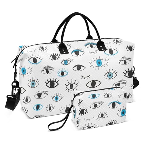 Eye Doodles Reisetasche, Wochenende, Übernachtungstasche, Sporttasche, Turnbeutel mit verstellbarem Riemen, für Flugzeugreisen, multifunktional, Augenkritzeleien, 1 size von linqin