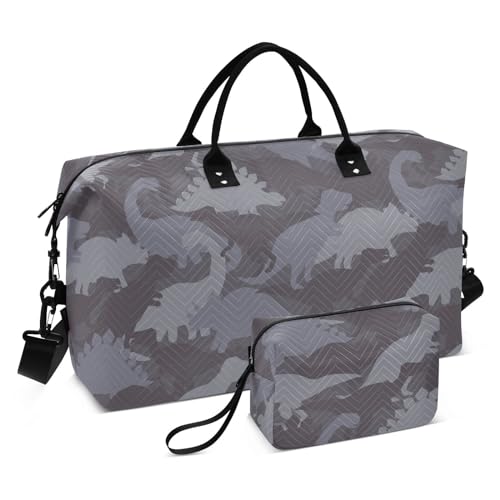 Große Tasche mit Dinosaurier-Camouflage-Muster, Wochenendreisen, Übernachtungstasche, Turnbeutel mit verstellbarem Riemen, für Flugzeugreisen, multifunktional, Dinosaurier Camouflage, 1 size von linqin