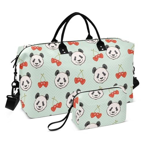 Panda Übergroße Reisetasche, Handgepäcktasche, Reisetasche, Turnbeutel mit verstellbarem Riemen, für Sport, wasserdicht, panda, 1 size von linqin