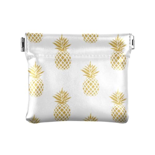 Summer Gold Fruit Ananas Damen Leder Bargeld Geldbörse Praktische Karte Schlüssel Organizer für Mädchen Damen Handtasche, Sommer-Goldfrucht, 4.33"(L) x 3.74"(W) x 0.39"(H), Classic von linqin