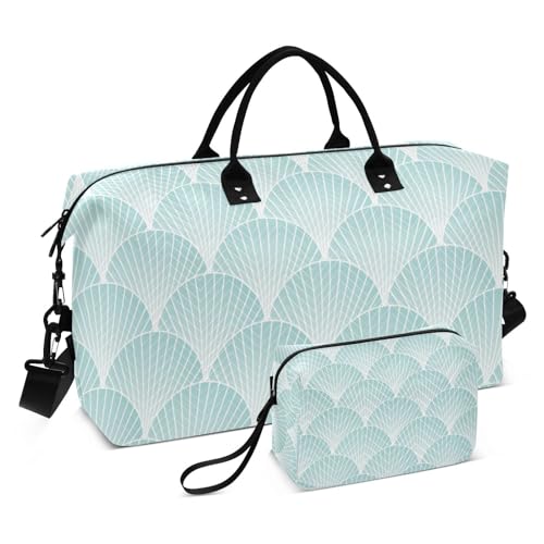 Traditionelle Meer-Meerjungfrauen-Schuppen-Reisetasche, Turnbeutel, Schultertasche, Wochenend-Tragetasche mit Kulturbeutel für Reisen, 2-teiliges Set, Meerjungfrauenwaage, 1 size von linqin