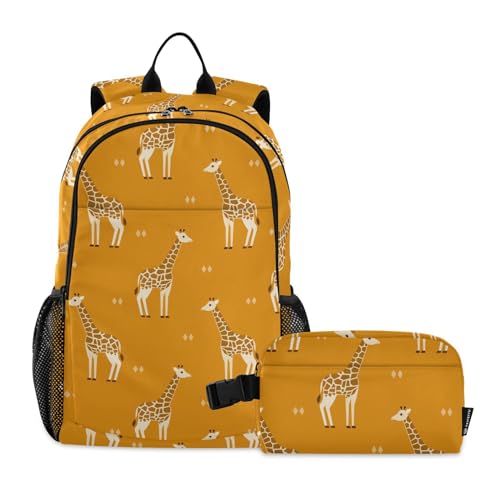 linqin Rucksack mit Cartoon-Giraffen-Motiv, für Jungen, mit Lunchtasche, Rucksack und Lunchbox, Alter 8–10 Jahre, 2 von linqin